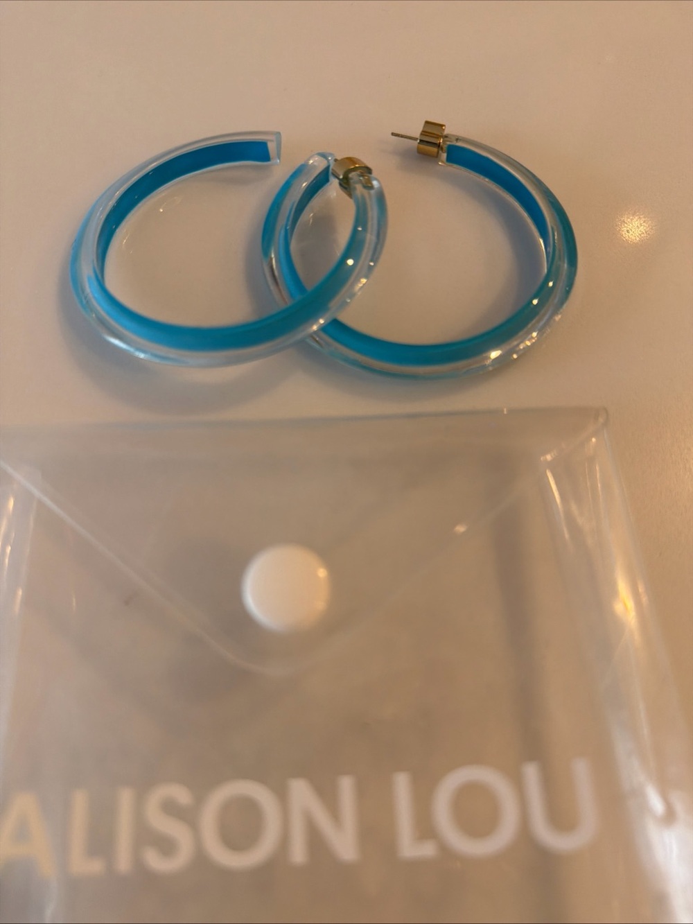 Alison Lou Jelly Blue Acrylic Hoop Earrings